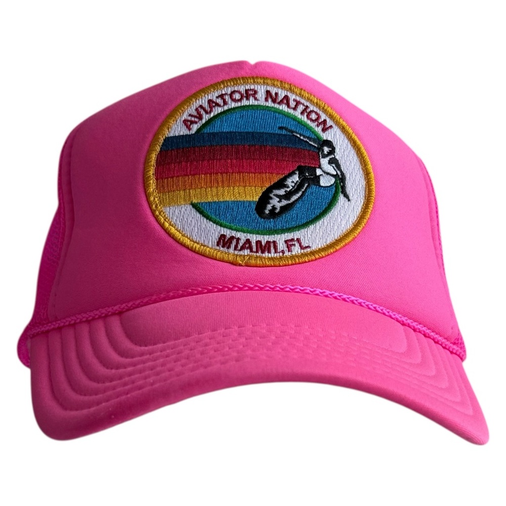 Aviator Nation Miami Vibrant Pink Trucker Cap